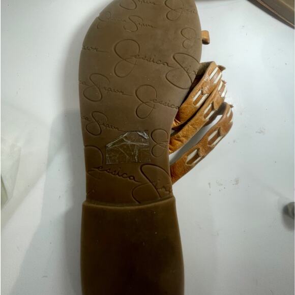 Jessica Simpson Leather Sandals Brown Medallion Aztec Western Boho Size 8 - Picture 9 of 15